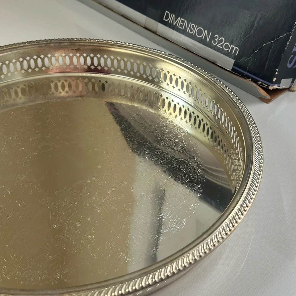 Silver Decorative Serving Tray - Elegant Home Kitchen Accent